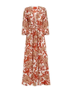 Long Camerino Dress Reef White In Crepe De Chine -Fashion Clothing DRE0585CRE001REE01 WH01 7