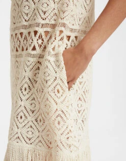 Lacey Mini Swing Dress Plaza Cream In Macramé -Fashion Clothing DRE0634JCQ080PLA03 WH03 3