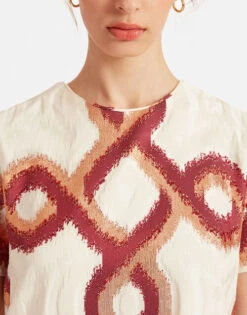 Mini Swing Dress Tackle Burgundy In Jacquard -Fashion Clothing DRE0658JCQ081TAC03 RE02 3