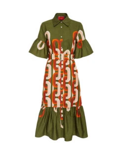 Choux Midi Dress Prometheus Placée Camouflage In Summer Poplin -Fashion Clothing DRE0733COT039EUS02 GR08 7