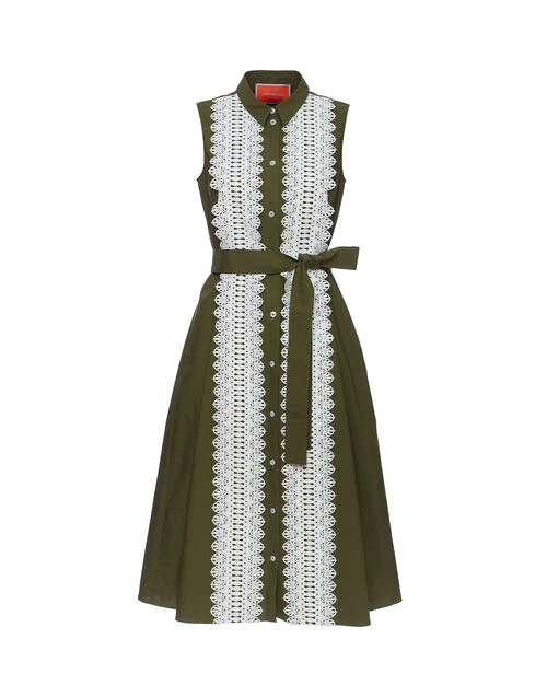 Tootsie Dress Solid Camouflage In Crisp Poplin With Lacey Ribbons 9 Tootsie Dress Solid Camouflage In Crisp Poplin With Lacey Ribbons - Image 9