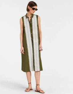 Tootsie Dress Solid Camouflage In Crisp Poplin With Lacey Ribbons 13 Tootsie Dress Solid Camouflage In Crisp Poplin With Lacey Ribbons -Fashion Clothing DRE0735COT043SOLID GR08 2