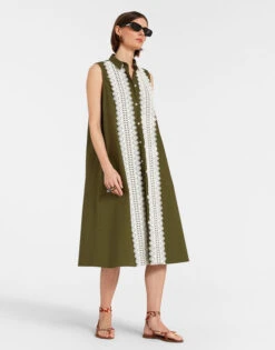 Tootsie Dress Solid Camouflage In Crisp Poplin With Lacey Ribbons 14 Tootsie Dress Solid Camouflage In Crisp Poplin With Lacey Ribbons -Fashion Clothing DRE0735COT043SOLID GR08 3