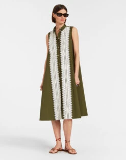 Tootsie Dress Solid Camouflage In Crisp Poplin With Lacey Ribbons 15 Tootsie Dress Solid Camouflage In Crisp Poplin With Lacey Ribbons -Fashion Clothing DRE0735COT043SOLID GR08 4