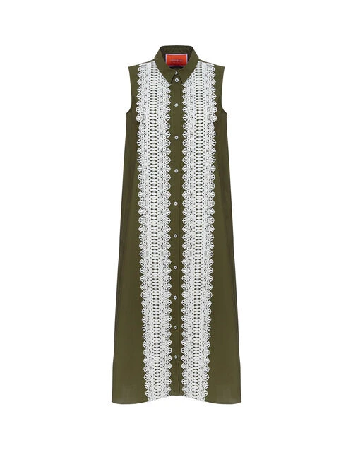 Tootsie Dress Solid Camouflage In Crisp Poplin With Lacey Ribbons 7 Tootsie Dress Solid Camouflage In Crisp Poplin With Lacey Ribbons - Image 7