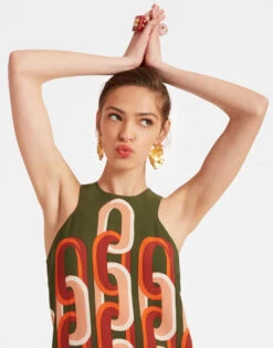 Racer Midi Dress Prometheus Placée Camouflage In Sablé -Fashion Clothing DRE0750VIS001EUS02 GR08 3