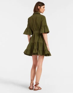 Choux Dress Solid Camouflage In Crisp Poplin With Lacey Ribbons -Fashion Clothing DRE0754COT043SOLID GR08 4