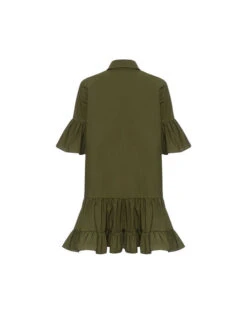 Choux Dress Solid Camouflage In Crisp Poplin With Lacey Ribbons -Fashion Clothing DRE0754COT043SOLID GR08 8