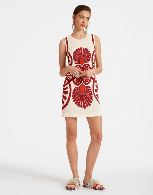 Stretch Tunic Medallion Placée Cream In Envers Satin 1 Stretch Tunic Medallion Placée Cream In Envers Satin