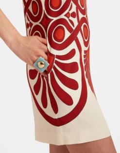 Stretch Tunic Medallion Placée Cream In Envers Satin 13 Stretch Tunic Medallion Placée Cream In Envers Satin -Fashion Clothing DRE0758VIS011MED01 WH03 4