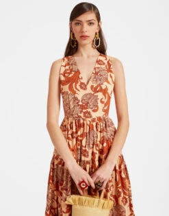 Sleeveless Big Dress V-Neck Reef Pale Pink In Summer Poplin -Fashion Clothing DRE0787COT039REE01 PI02 2