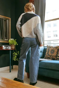 Diagonal Colorblock Sweater -Fashion Clothing Diagonal Colorblock Sweater GREY 3 61819.1710521529