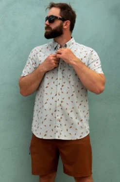 Dkota Grizzly Reel 4-Way Stretch Fly Print Shirt -Fashion Clothing Dkota Grizzly Reel 4 Way Stretch Fly Print Shirt LICHEN 3 00759.1712861482