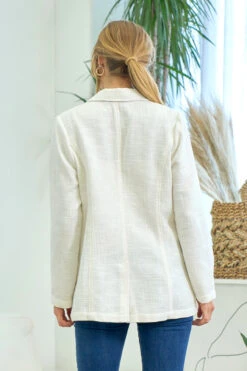 Double Breasted Blazer -Fashion Clothing Double Breasted Blazer WHITE 3 61787.1711550409