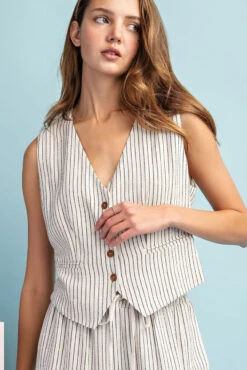 EE:Some Button Down Vest Top -Fashion Clothing EE Some Button Down Vest Top NATURAL 3 79015.1713799743