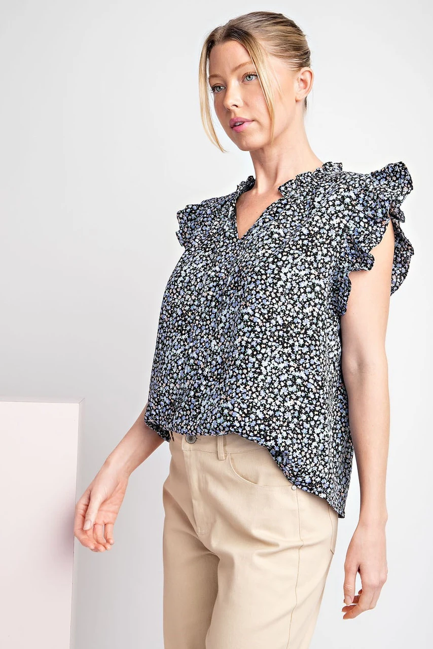 EE:Some Ruffle Sleeve Tie Neck Blouse 4 EE:Some Ruffle Sleeve Tie Neck Blouse - Image 4