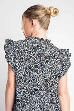 EE:Some Ruffle Sleeve Tie Neck Blouse 10 EE:Some Ruffle Sleeve Tie Neck Blouse -Fashion Clothing EE Some Ruffle Sleeve Tie Neck Blouse BLACK 3 78910.1713804591