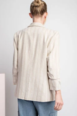 EE:Some Striped Open Front Blazer -Fashion Clothing EE Some Striped Open Front Blazer NATURAL 3 55366.1713800207