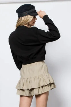 Fleece Cropped Bomber 8 Fleece Cropped Bomber -Fashion Clothing Fleece Cropped Bomber BLACK 3 97924.1710522516