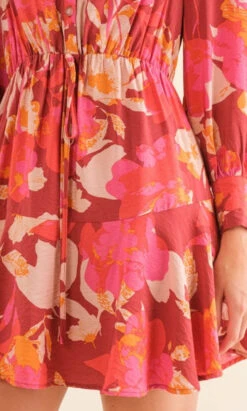 Cozy Co Floral Button Down Mini Dress -Fashion Clothing Floral Button Down Mini Dress BURGUNDY 4 21540.1710520853