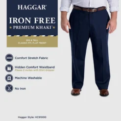 Haggar Big & Tall Flat Front Premium Stretch Khaki 17 Haggar Big & Tall Flat Front Premium Stretch Khaki -Fashion Clothing Haggar Big Tall Flat Front Premium Stretch Khaki S 4 52457.1716493575