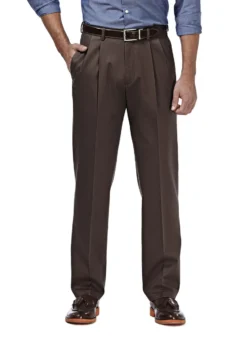 Haggar Premium Pleated No Iron Khaki -Fashion Clothing Haggar Premium Pleated No Iron Khaki CHOCLATE 1 24115.1710528477
