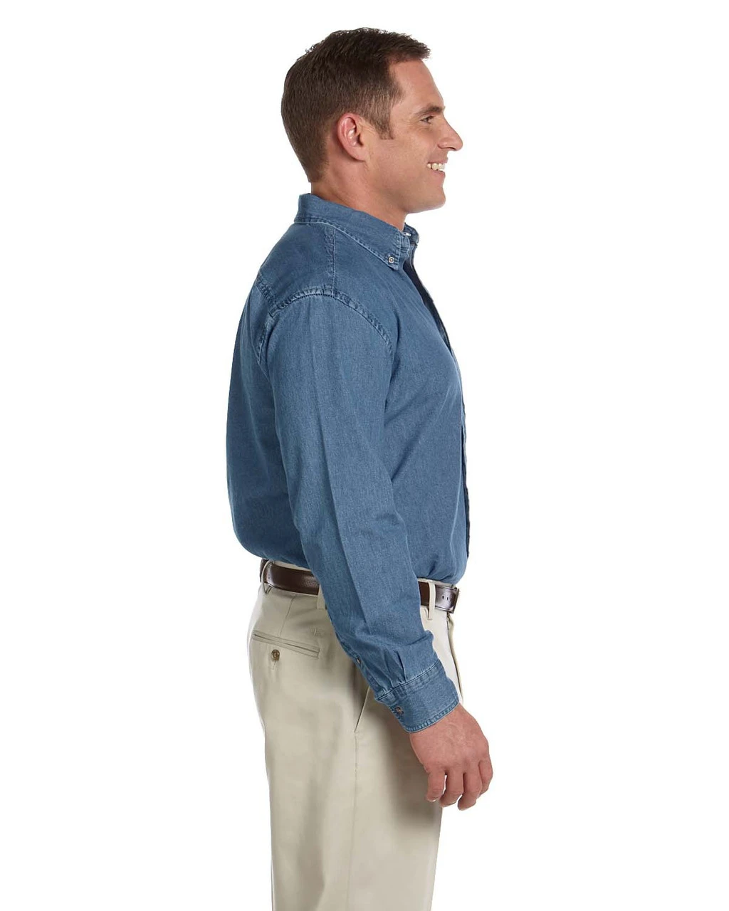 Harriton Men's Long Sleeve Denim Shirt 2 Harriton Men's Long Sleeve Denim Shirt - Image 2