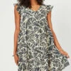 Hayden Botantical Print Ruffle Dress