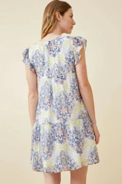 Hayden Textured Floral Mandala Print Dress -Fashion Clothing Hayden Textured Floral Mandala Print Dress BLUE 2 95009.1714678842