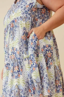 Hayden Textured Floral Mandala Print Dress -Fashion Clothing Hayden Textured Floral Mandala Print Dress BLUE 3 98972.1714678843