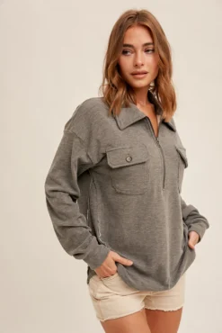 Hem & Thread Brushed Utility Pullover 7 Hem & Thread Brushed Utility Pullover -Fashion Clothing Hem Thread Brushed Utility Pullover CHARCOAL 2 74460.1718212775