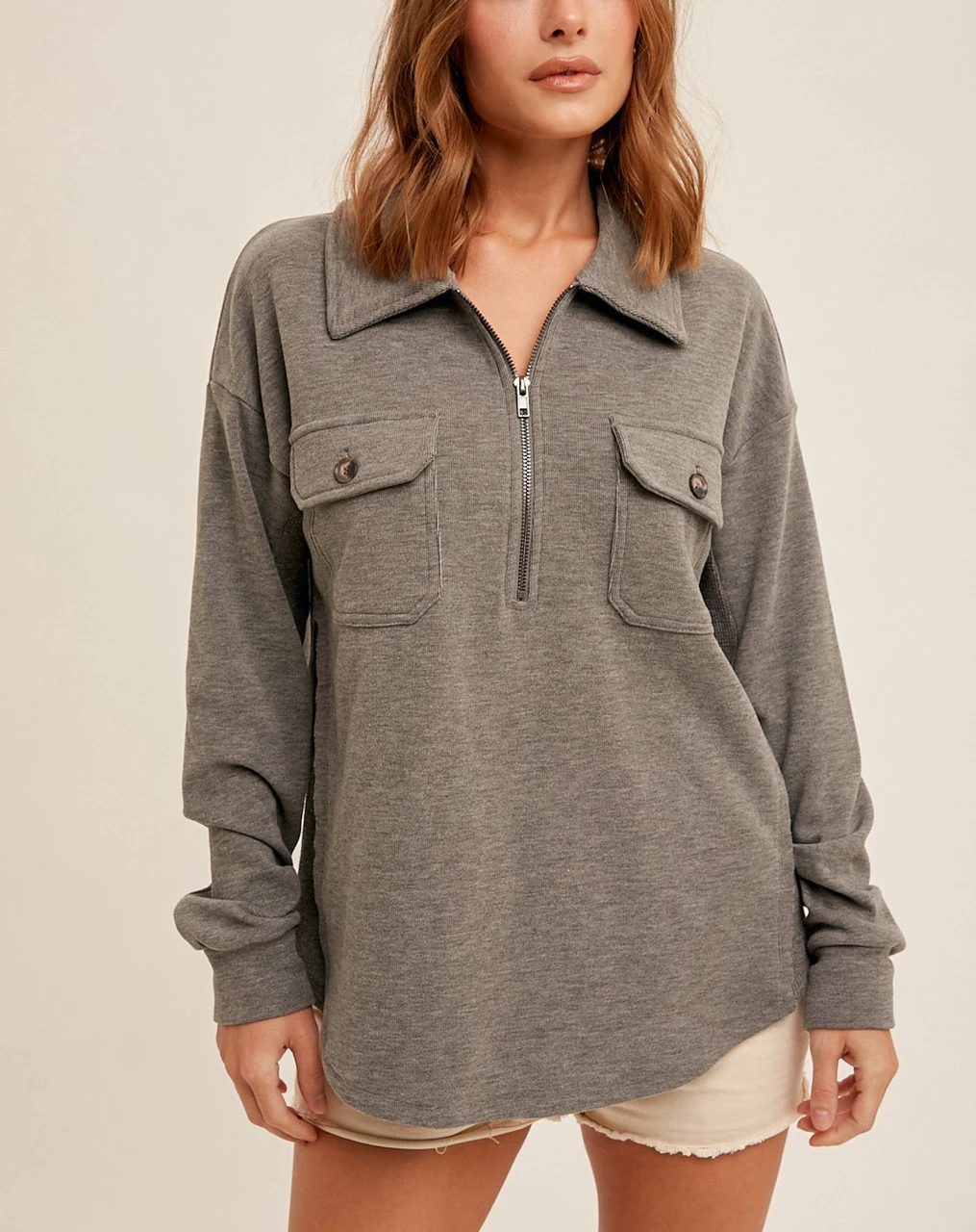 Hem & Thread Brushed Utility Pullover 1 Hem & Thread Brushed Utility Pullover