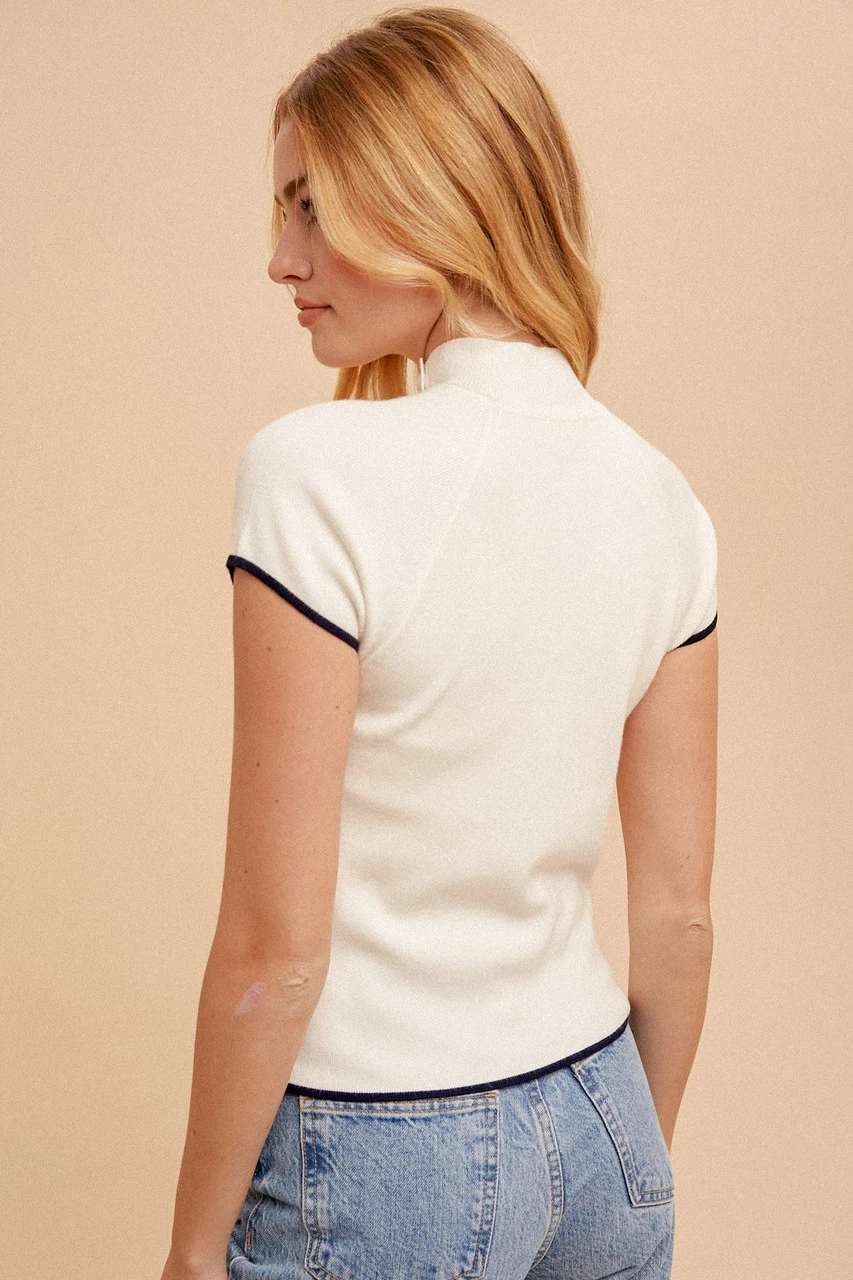 Hem & Thread Button Detail Mock Neck 4 Hem & Thread Button Detail Mock Neck - Image 4