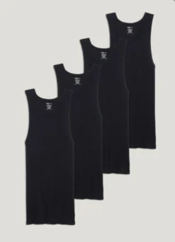 Jockey® Cotton A-shirt 4 Pack 10 Jockey® Cotton A-shirt 4 Pack -Fashion Clothing Jockey Cotton A shirt 4 pack BLACK 1 28148.1710452184