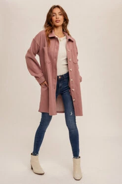 Lined Longline Shacket -Fashion Clothing Lined Longline Shacket GRAPE 4 85312.1710517738