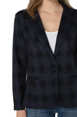 Liverpool Plaid Fitted Blazer -Fashion Clothing Liverpool Plaid Fitted Blazer PLAID 4 22521.1711550141