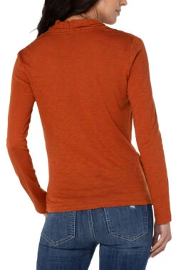 Liverpool Wrap Front Slub Knit Top -Fashion Clothing Liverpool Wrap Front Slub Knit Top HENNA 3 59762.1711643829