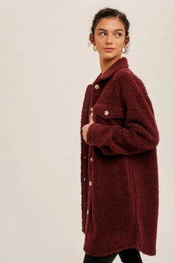Long Sherpa Shacket -Fashion Clothing Long Sherpa Shacket MERLOT 2 38284.1710520212