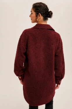 Long Sherpa Shacket -Fashion Clothing Long Sherpa Shacket MERLOT 3 97209.1710520214
