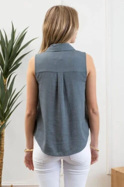 Mine Collared Button Down Sleeveless Top 8 Mine Collared Button Down Sleeveless Top -Fashion Clothing Mine Collared Button Down Sleeveless Top LTTEAL 3 64777.1715099341