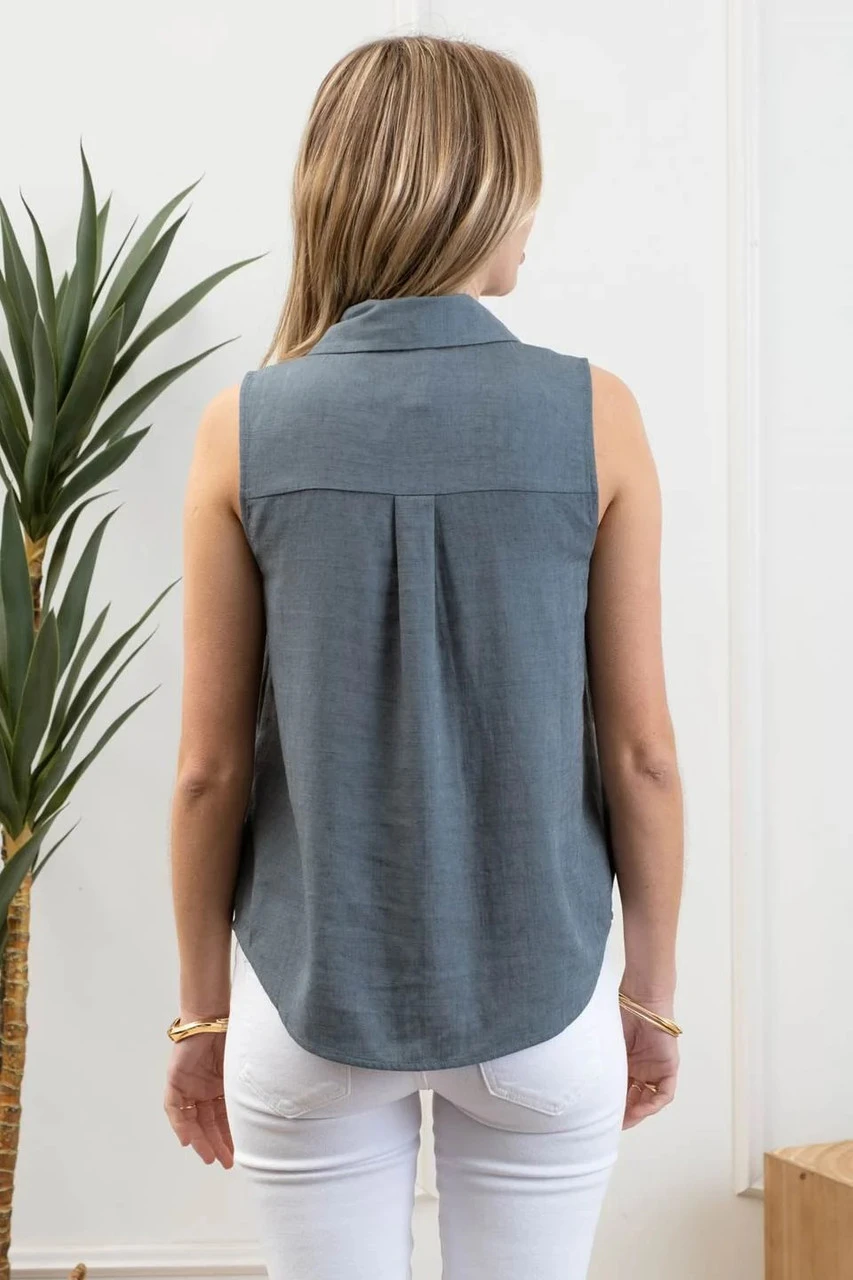 Mine Collared Button Down Sleeveless Top 4 Mine Collared Button Down Sleeveless Top - Image 4