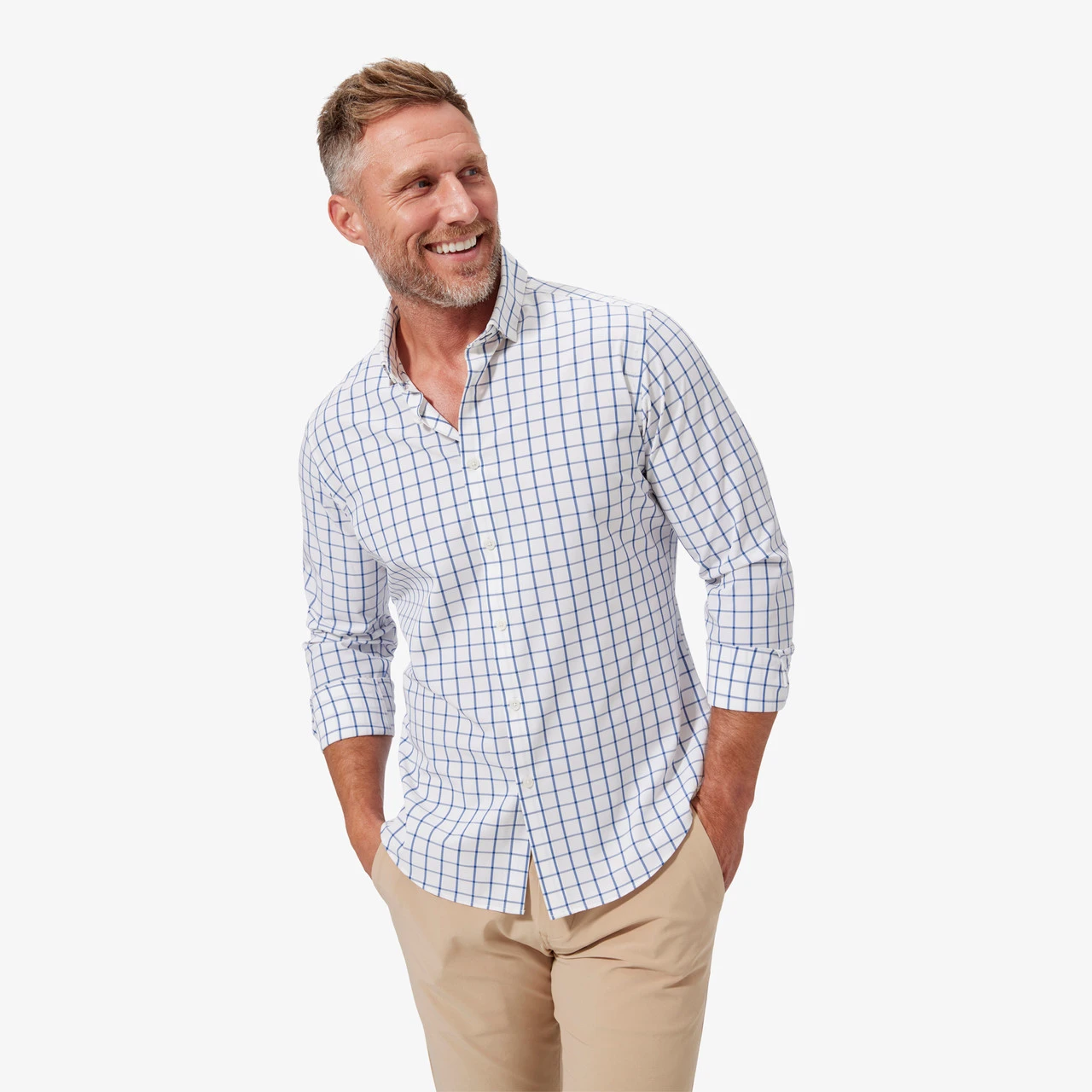 Mizzen And Main White Navy Windowpane Shirt 1 Mizzen And Main White Navy Windowpane Shirt