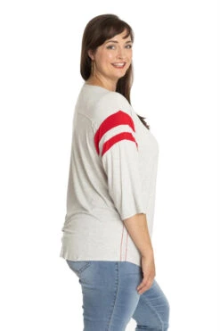 Ohio State Sabrina Striped Sleeve Top -Fashion Clothing Ohio State Sabrina Striped Sleeve Top WHTRED 2 88081.1711572091