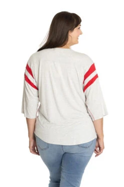 Ohio State Sabrina Striped Sleeve Top -Fashion Clothing Ohio State Sabrina Striped Sleeve Top WHTRED 3 07565.1711572091