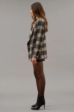 Plaid Menswear Blazer -Fashion Clothing Plaid Menswear Blazer BLACK 3 11399.1710524148