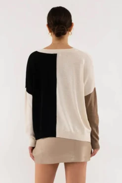 Relaxed Colorblock Sweater -Fashion Clothing Relaxed Colorblock Sweater BLACK 2 54645.1711639296