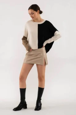 Relaxed Colorblock Sweater -Fashion Clothing Relaxed Colorblock Sweater BLACK 3 68221.1711639296