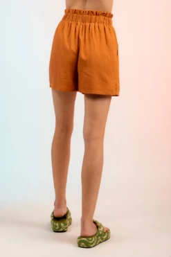 Ruffled Waist 3-Button Mini Shorts -Fashion Clothing Ruffled Waist 3 Button Mini Shorts CAMEL 3 79485.1711494173
