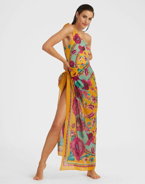 Pareo Zodiac Placée Marigold In Voile Cotton