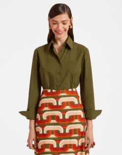 Boy Shirt Solid Camouflage In Crisp Poplin